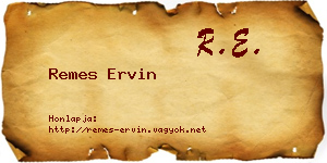 Remes Ervin névjegykártya